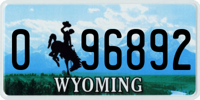 WY license plate 096892
