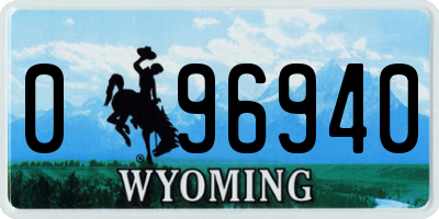 WY license plate 096940