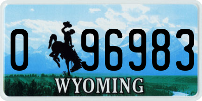 WY license plate 096983