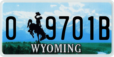WY license plate 09701B