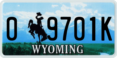 WY license plate 09701K