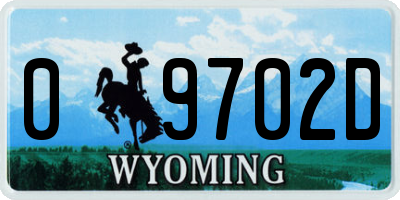WY license plate 09702D
