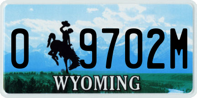 WY license plate 09702M