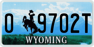 WY license plate 09702T