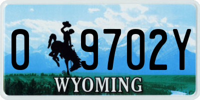 WY license plate 09702Y