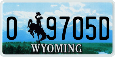 WY license plate 09705D