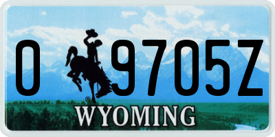 WY license plate 09705Z