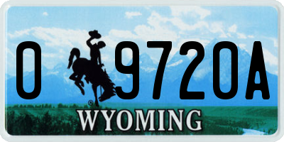 WY license plate 09720A