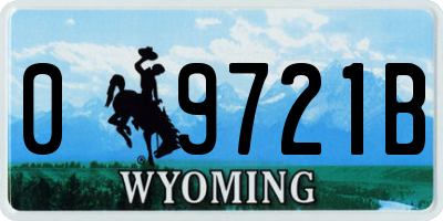 WY license plate 09721B