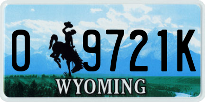 WY license plate 09721K