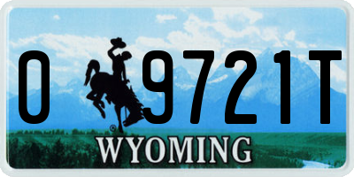 WY license plate 09721T