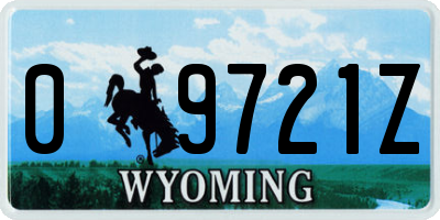 WY license plate 09721Z