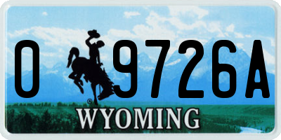 WY license plate 09726A