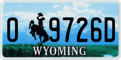 WY license plate 09726D