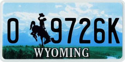 WY license plate 09726K