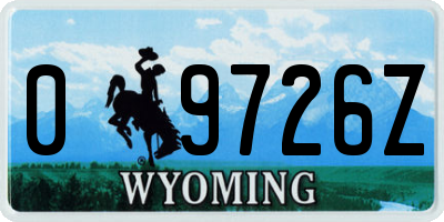 WY license plate 09726Z