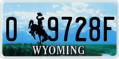 WY license plate 09728F