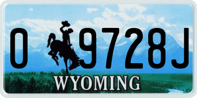 WY license plate 09728J