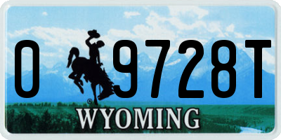 WY license plate 09728T