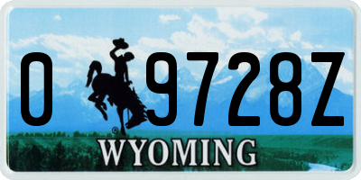 WY license plate 09728Z