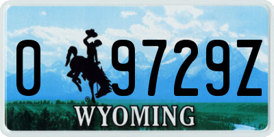 WY license plate 09729Z