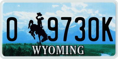 WY license plate 09730K