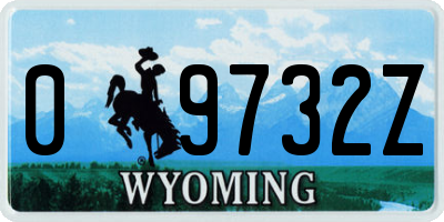 WY license plate 09732Z