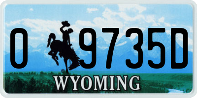 WY license plate 09735D
