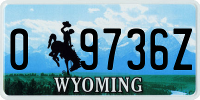 WY license plate 09736Z