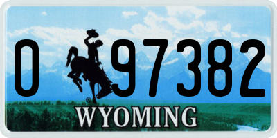 WY license plate 097382
