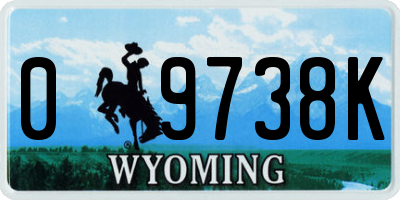 WY license plate 09738K