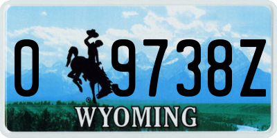 WY license plate 09738Z