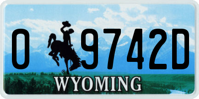 WY license plate 09742D