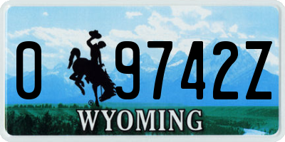 WY license plate 09742Z