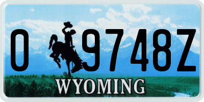 WY license plate 09748Z