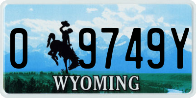 WY license plate 09749Y