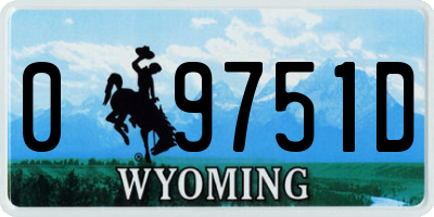 WY license plate 09751D