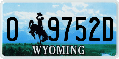 WY license plate 09752D