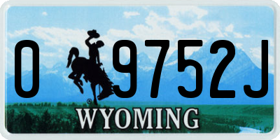 WY license plate 09752J