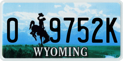 WY license plate 09752K