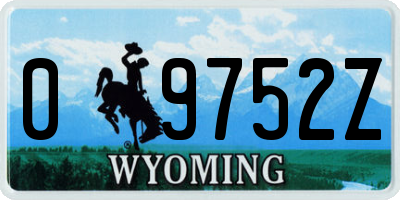 WY license plate 09752Z