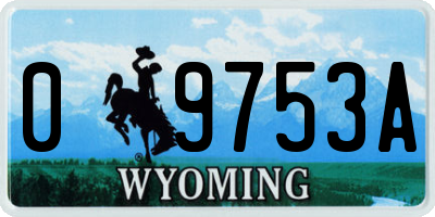 WY license plate 09753A