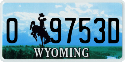 WY license plate 09753D