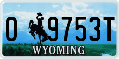 WY license plate 09753T