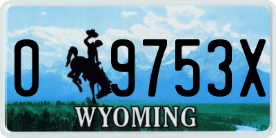 WY license plate 09753X