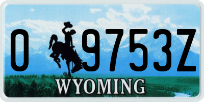 WY license plate 09753Z