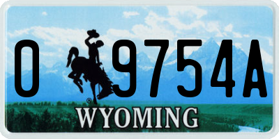 WY license plate 09754A
