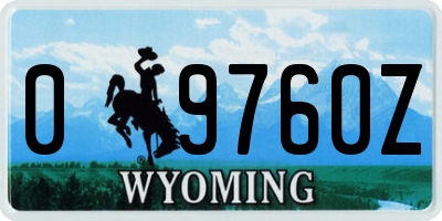 WY license plate 09760Z
