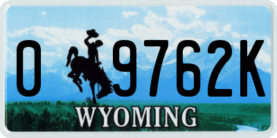 WY license plate 09762K