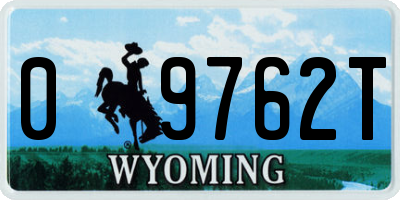 WY license plate 09762T
